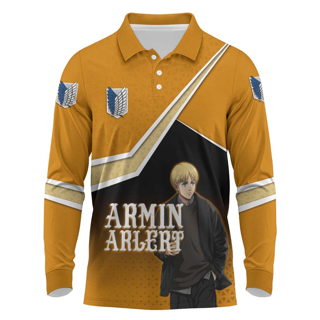 Armin Arlert Attack on Titan Long Sleeve Polo Shirt Anime Casual Coffeehouse Style