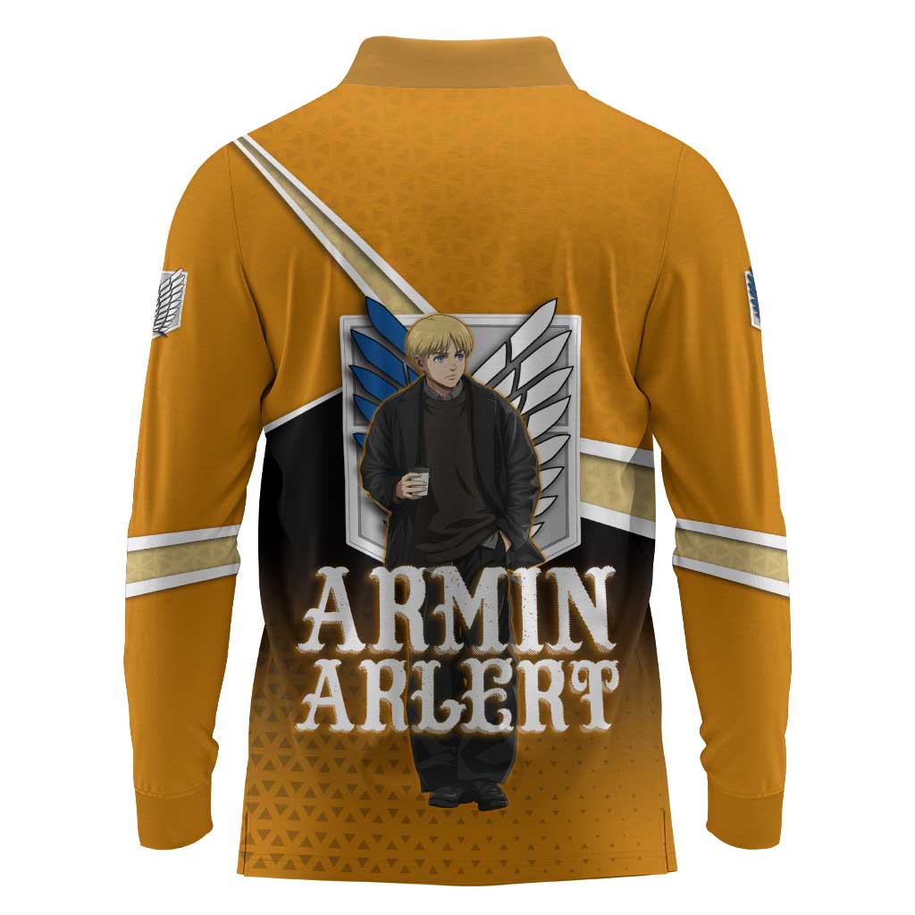 Armin Arlert Attack on Titan Long Sleeve Polo Shirt Anime Casual Coffeehouse Style