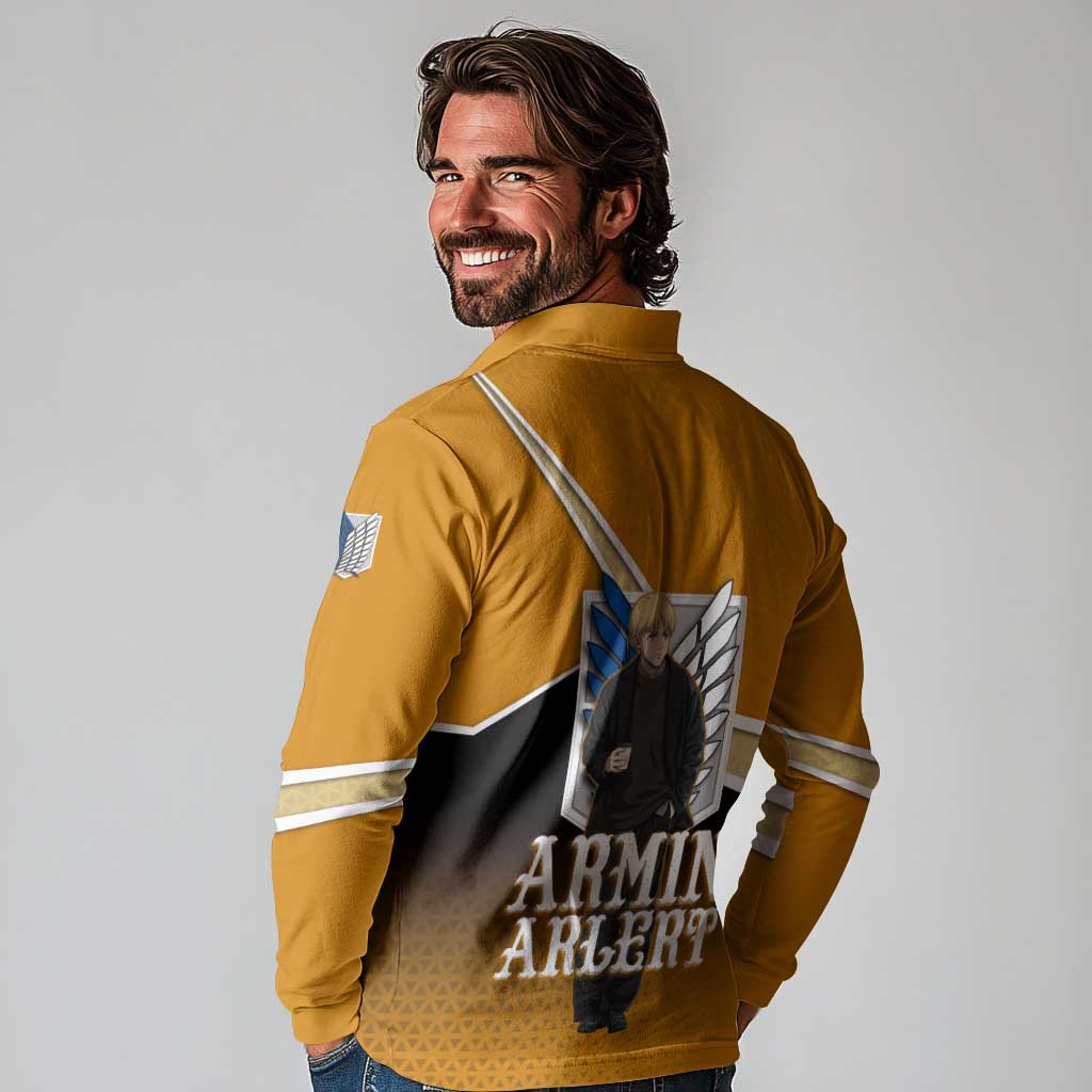 Armin Arlert Attack on Titan Long Sleeve Polo Shirt Anime Casual Coffeehouse Style