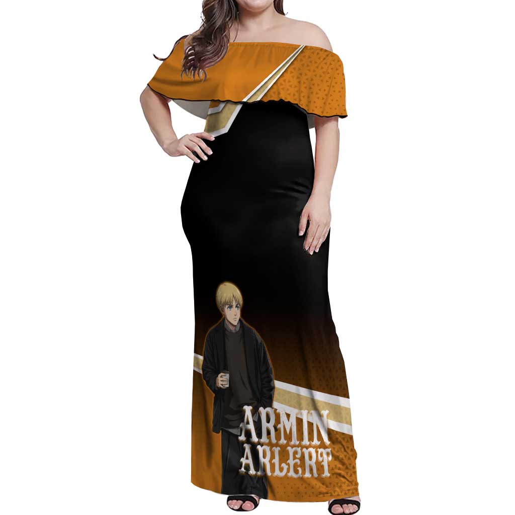 Armin Arlert Attack on Titan Off Shoulder Maxi Dress Anime Casual Coffeehouse Style