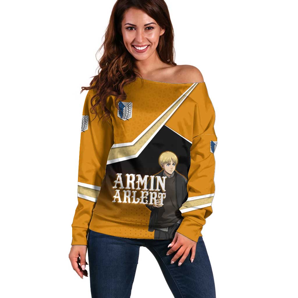 Armin Arlert Attack on Titan Off Shoulder Sweater Anime Casual Coffeehouse Style
