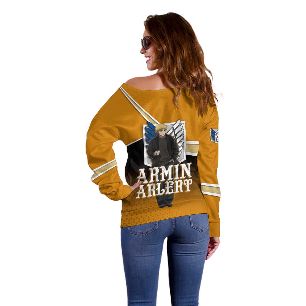 Armin Arlert Attack on Titan Off Shoulder Sweater Anime Casual Coffeehouse Style