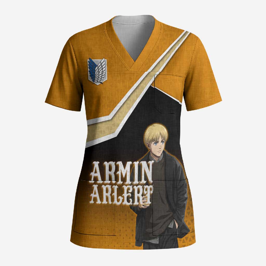 Armin Arlert Attack on Titan Scrub Top Anime Casual Coffeehouse Style