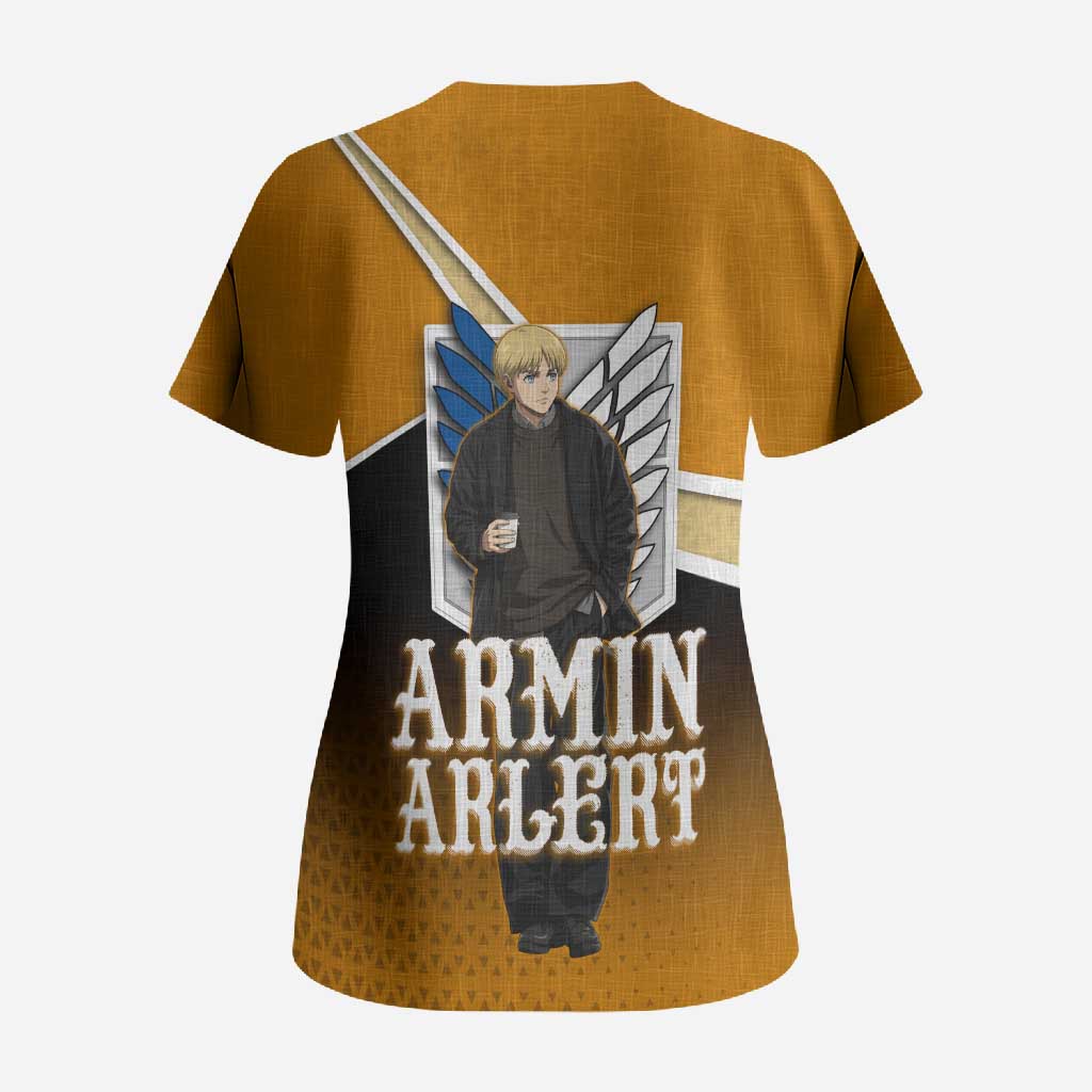 Armin Arlert Attack on Titan Scrub Top Anime Casual Coffeehouse Style