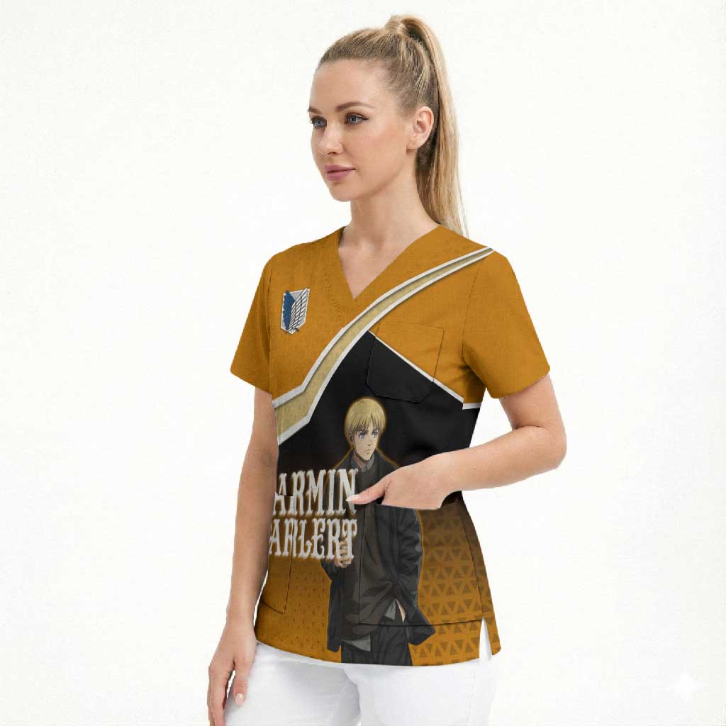 Armin Arlert Attack on Titan Scrub Top Anime Casual Coffeehouse Style