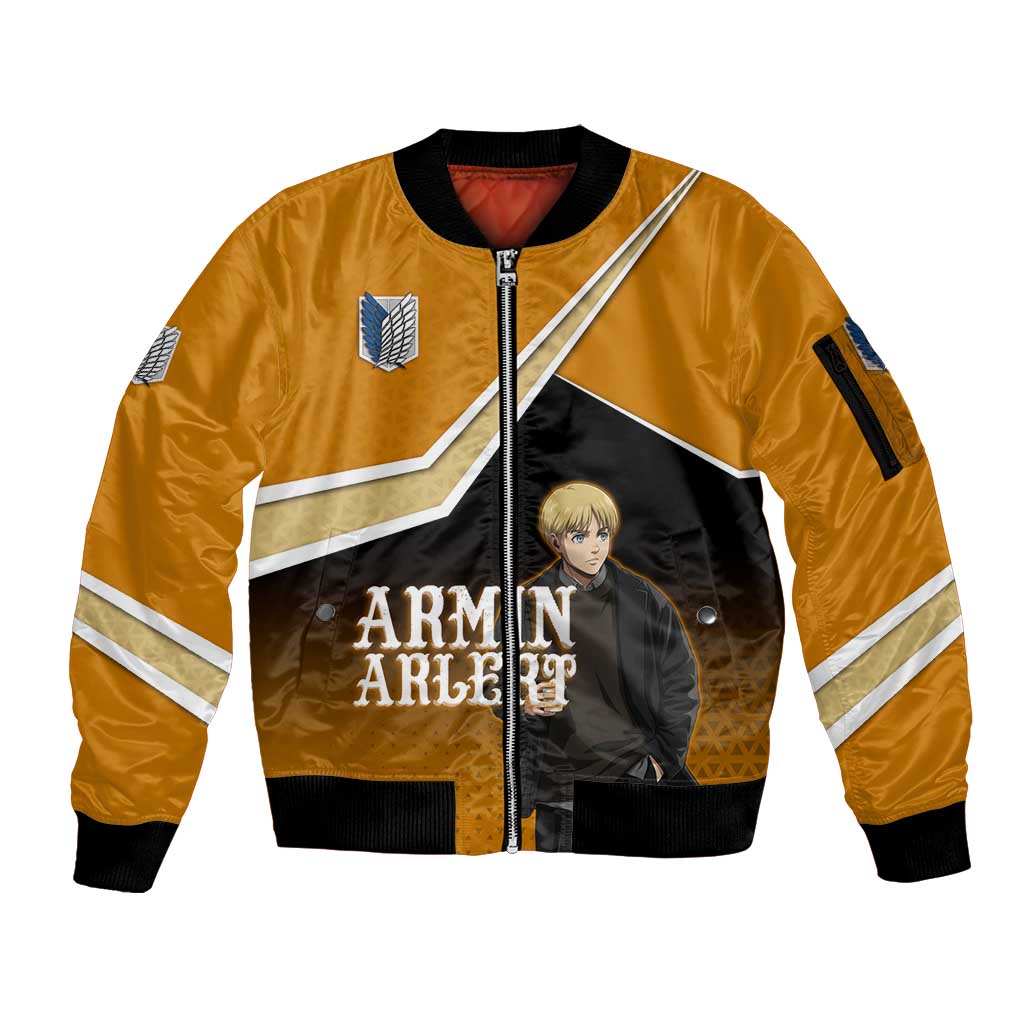 Armin Arlert Attack on Titan Sleeve Zip Bomber Jacket Anime Casual Coffeehouse Style