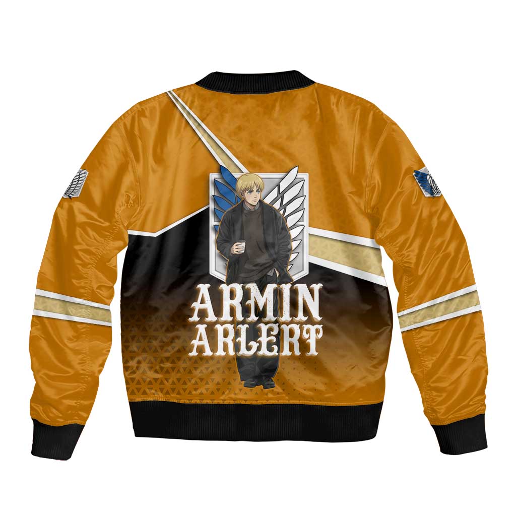 Armin Arlert Attack on Titan Sleeve Zip Bomber Jacket Anime Casual Coffeehouse Style