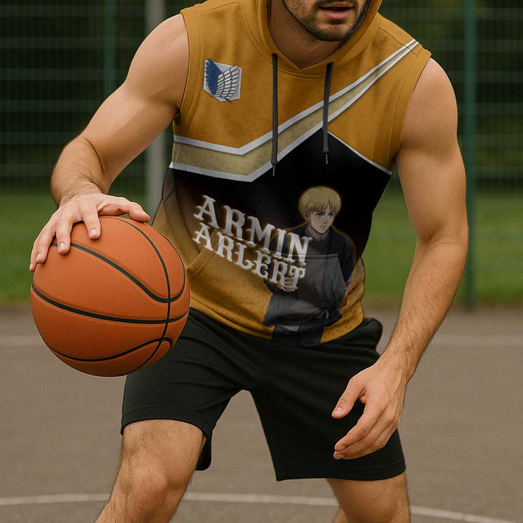 Armin Arlert Attack on Titan Sleeveless Hoodie Anime Casual Coffeehouse Style