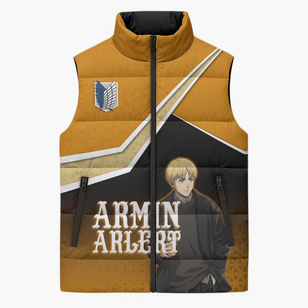 Armin Arlert Attack on Titan Sleeveless Puffer Jacket Anime Casual Coffeehouse Style
