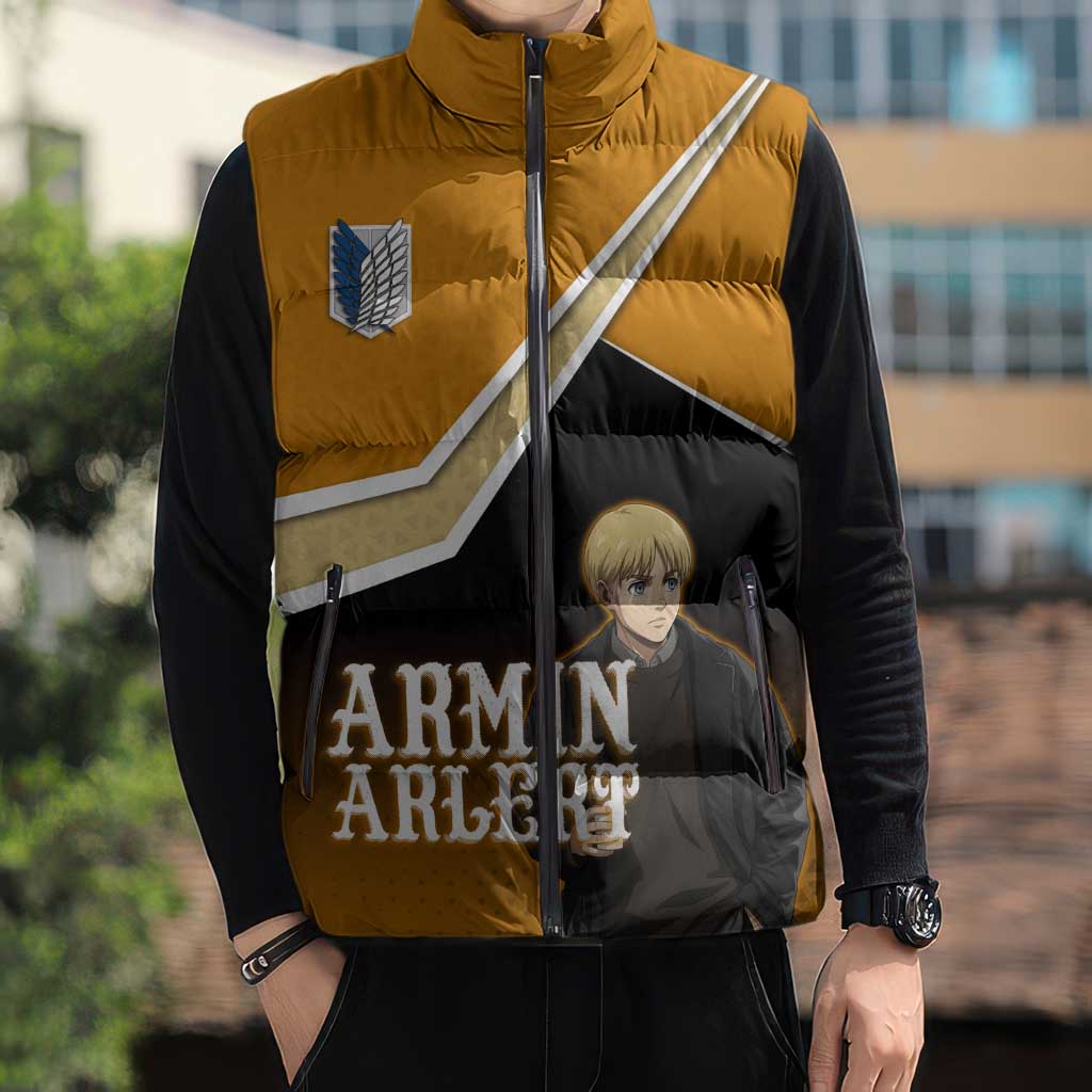 Armin Arlert Attack on Titan Sleeveless Puffer Jacket Anime Casual Coffeehouse Style