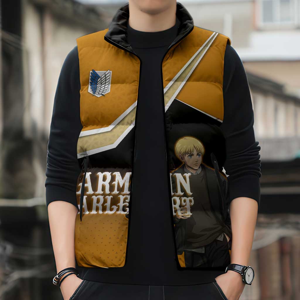 Armin Arlert Attack on Titan Sleeveless Puffer Jacket Anime Casual Coffeehouse Style