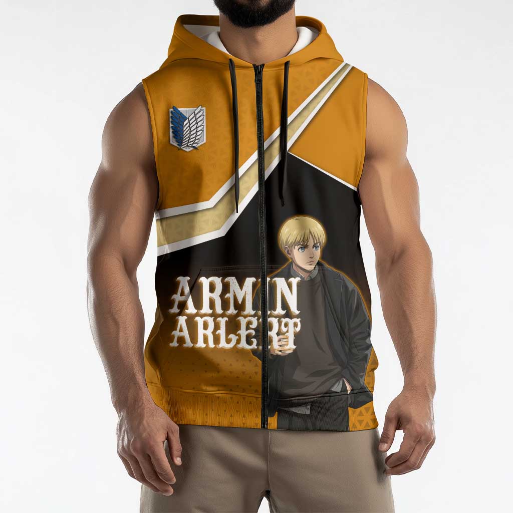 Armin Arlert Attack on Titan Sleeveless Zip Hoodie Anime Casual Coffeehouse Style