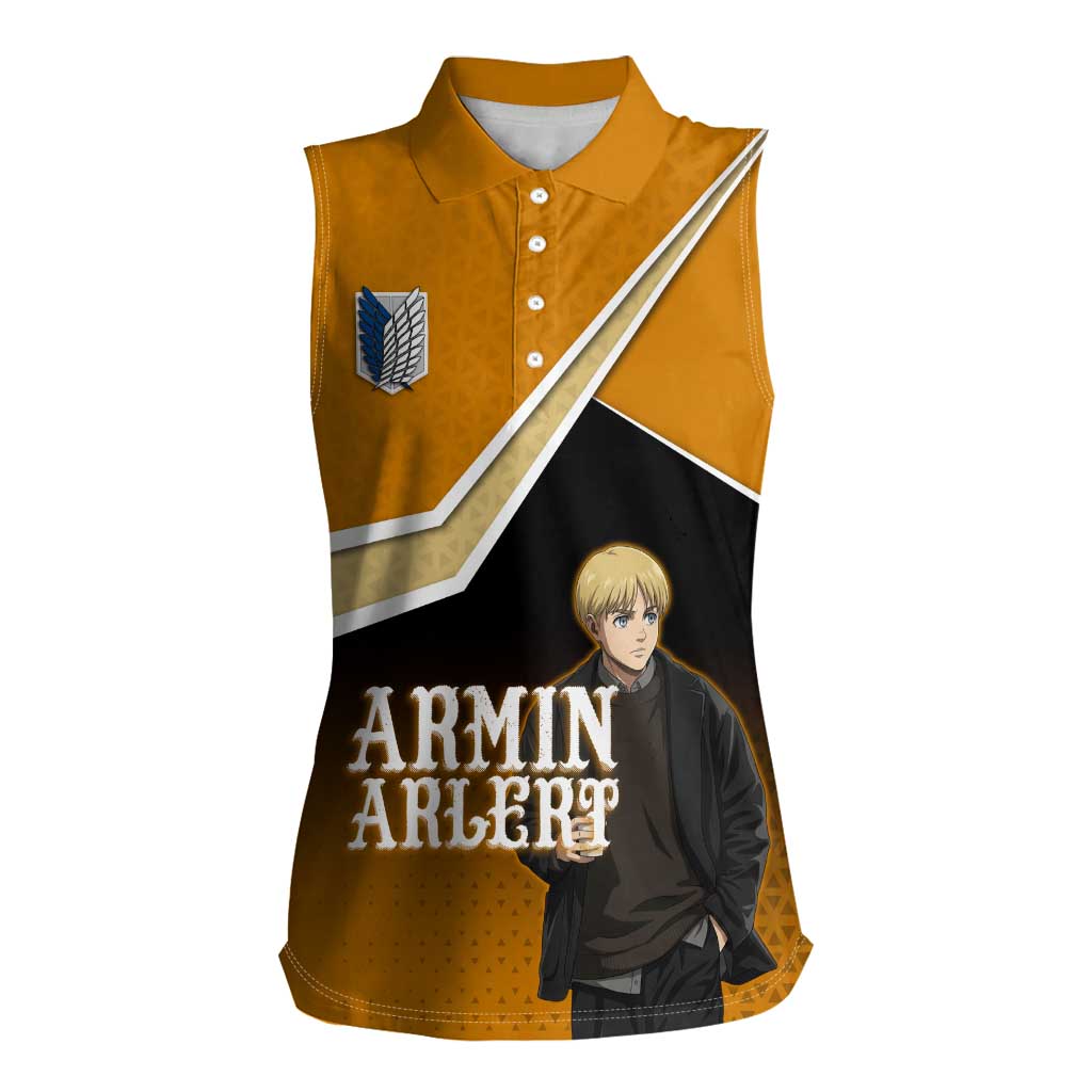 Armin Arlert Attack on Titan Women Sleeveless Polo Shirt Anime Casual Coffeehouse Style