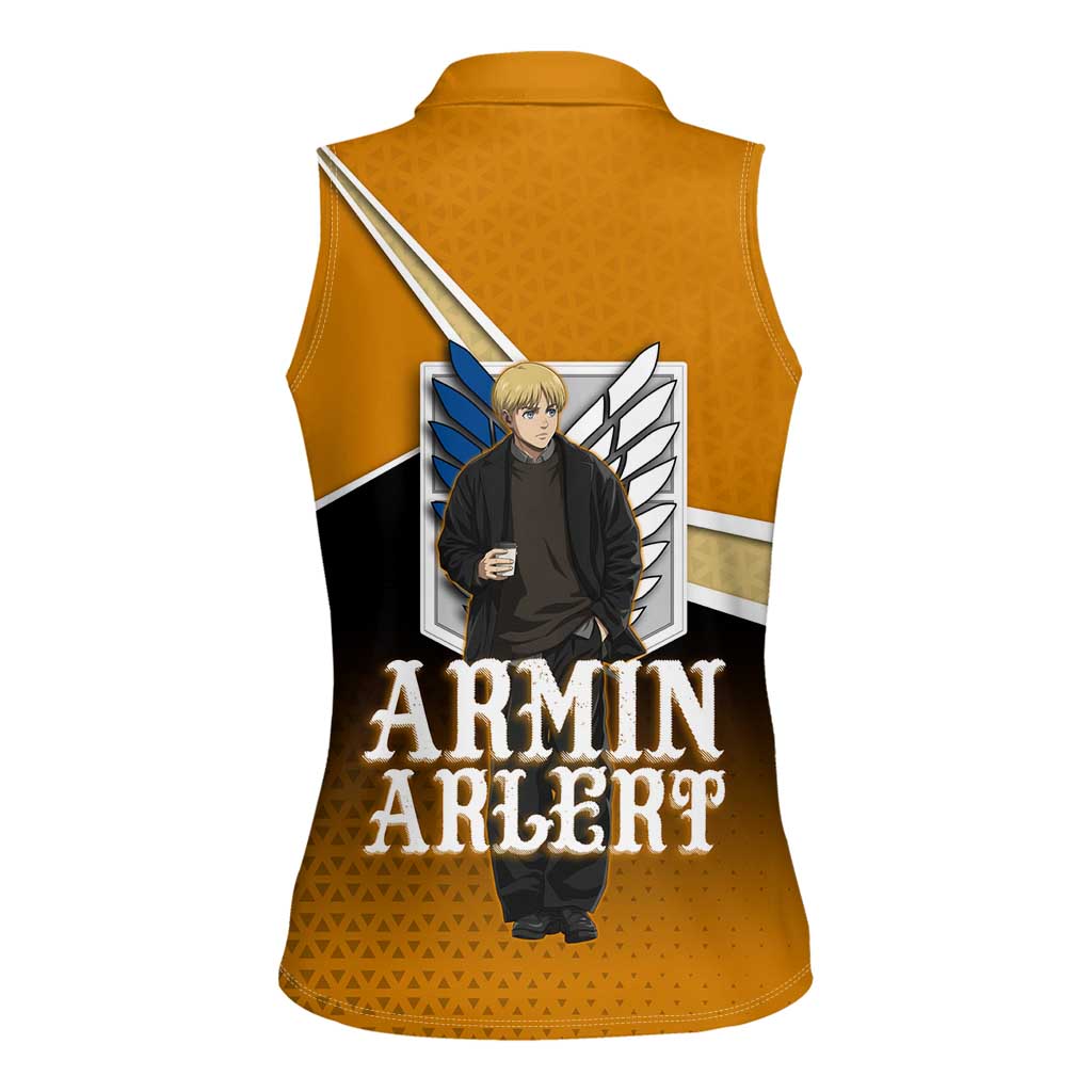 Armin Arlert Attack on Titan Women Sleeveless Polo Shirt Anime Casual Coffeehouse Style
