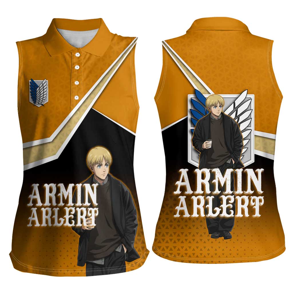 Armin Arlert Attack on Titan Women Sleeveless Polo Shirt Anime Casual Coffeehouse Style