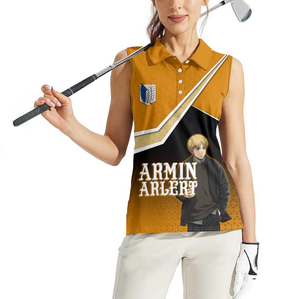 Armin Arlert Attack on Titan Women Sleeveless Polo Shirt Anime Casual Coffeehouse Style