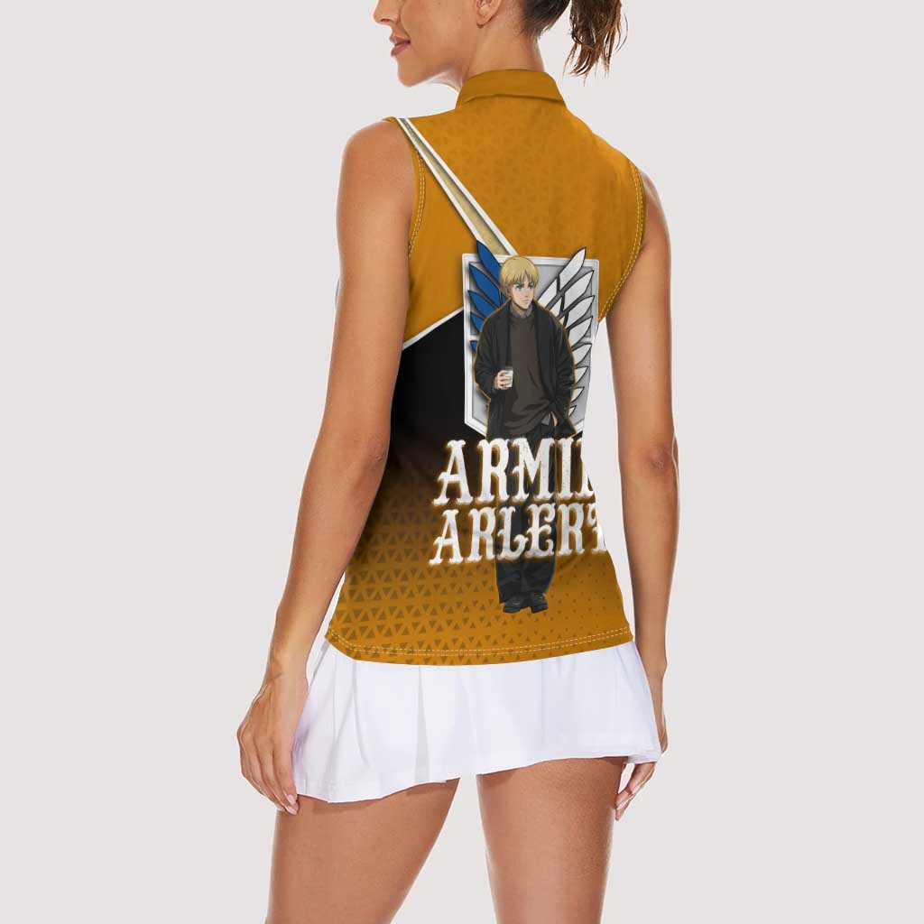 Armin Arlert Attack on Titan Women Sleeveless Polo Shirt Anime Casual Coffeehouse Style