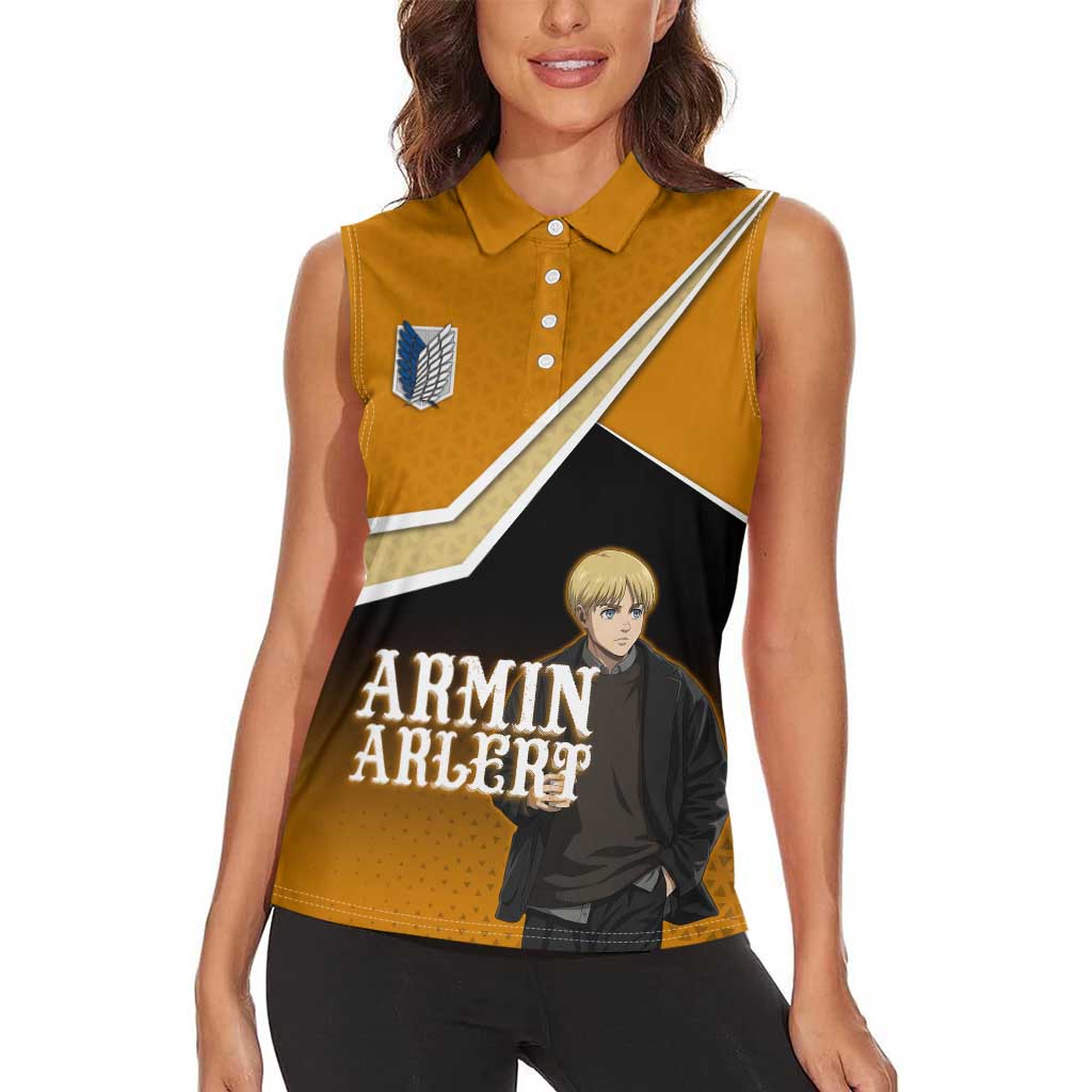Armin Arlert Attack on Titan Women Sleeveless Polo Shirt Anime Casual Coffeehouse Style