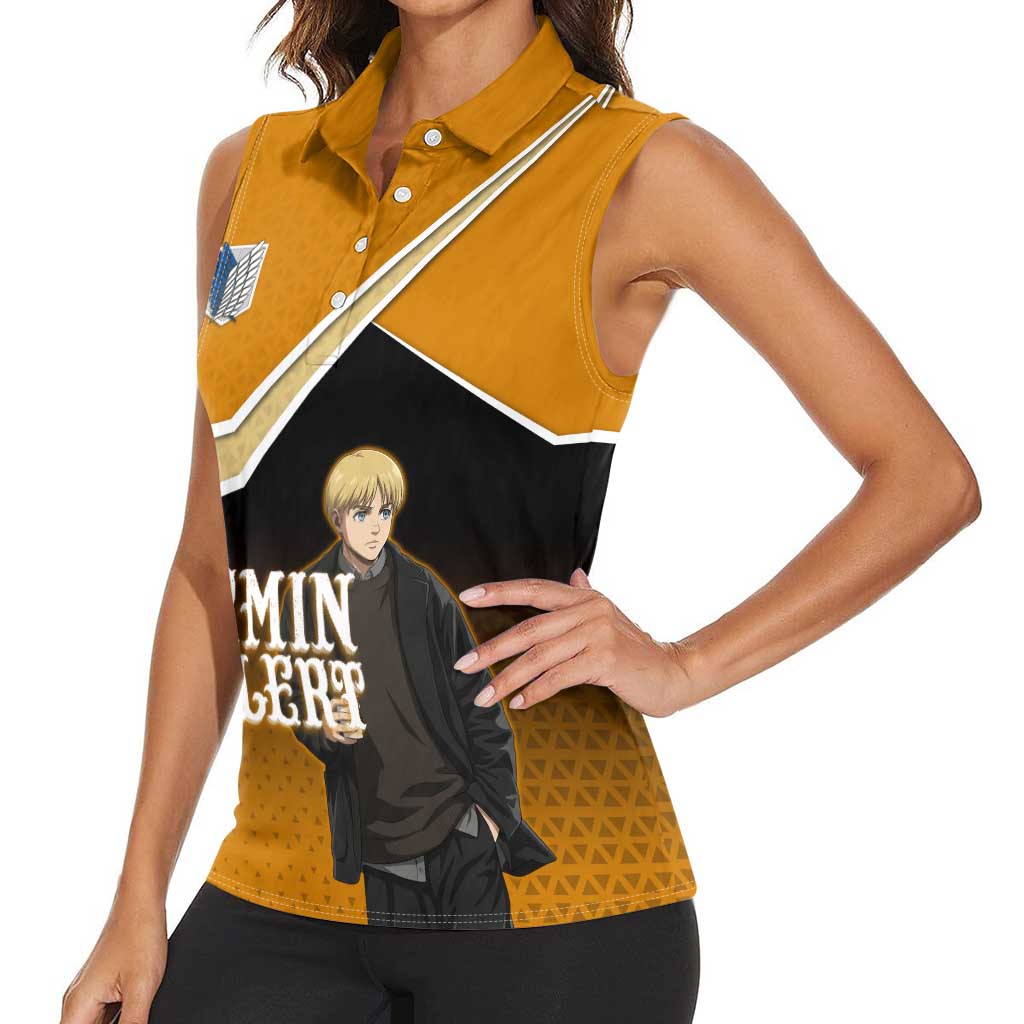 Armin Arlert Attack on Titan Women Sleeveless Polo Shirt Anime Casual Coffeehouse Style