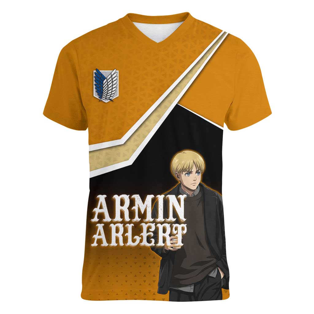 Armin Arlert Attack on Titan Women V-Neck T-Shirt Anime Casual Coffeehouse Style