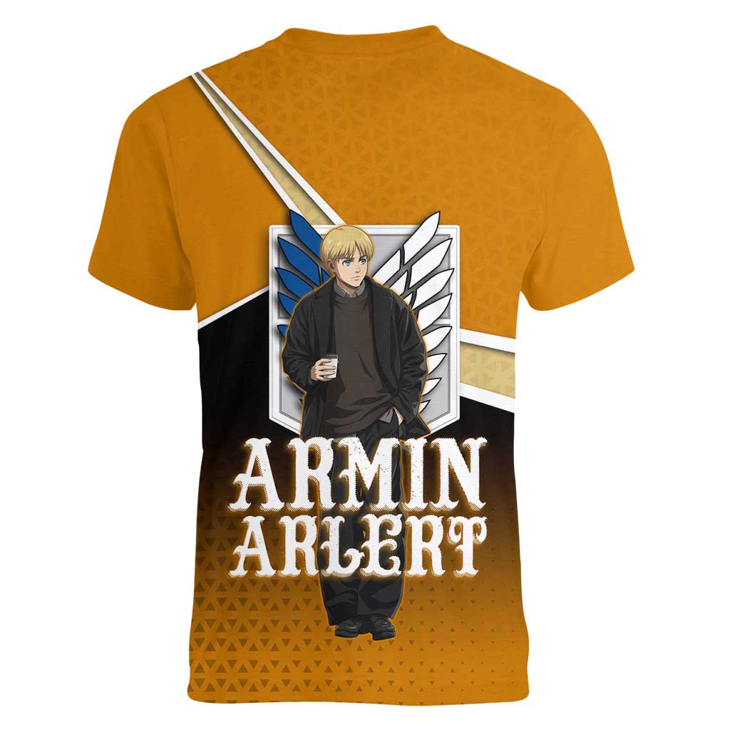 Armin Arlert Attack on Titan Women V-Neck T-Shirt Anime Casual Coffeehouse Style