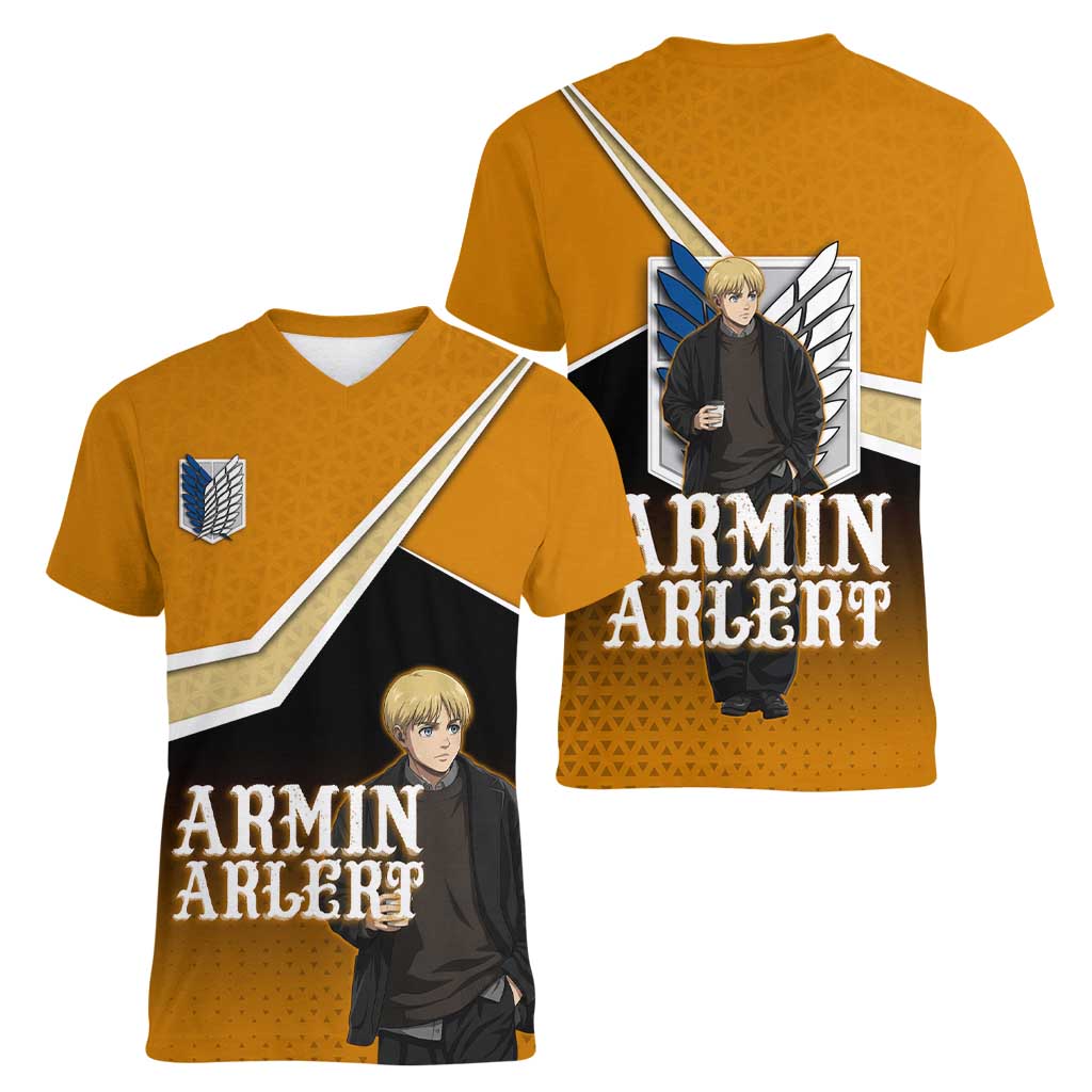 Armin Arlert Attack on Titan Women V-Neck T-Shirt Anime Casual Coffeehouse Style