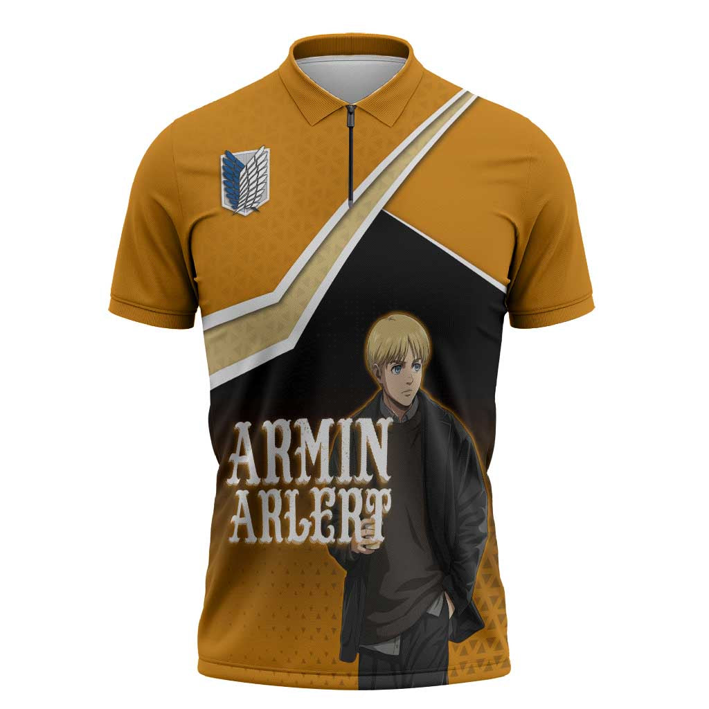 Armin Arlert Attack on Titan Zipper Polo Shirt Anime Casual Coffeehouse Style