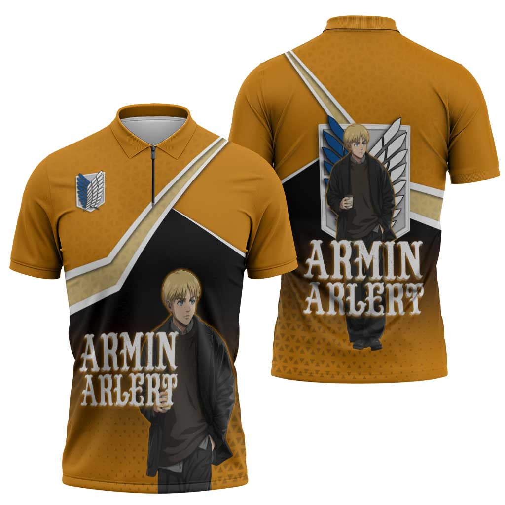 Armin Arlert Attack on Titan Zipper Polo Shirt Anime Casual Coffeehouse Style