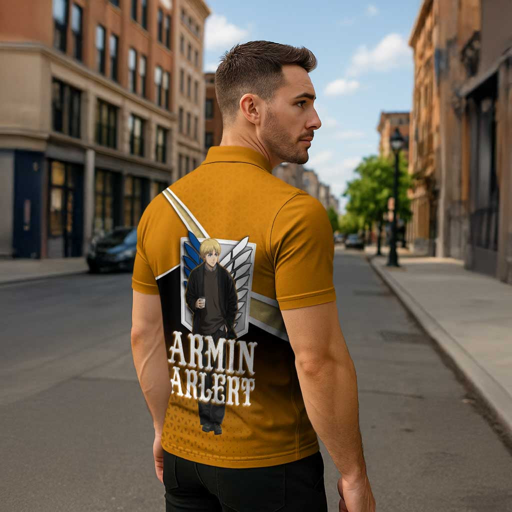Armin Arlert Attack on Titan Zipper Polo Shirt Anime Casual Coffeehouse Style