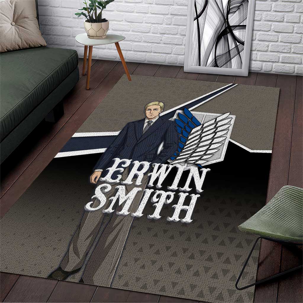 Erwin Smith Attack on Titan Area Rug Anime Executive Suit Aesthetic