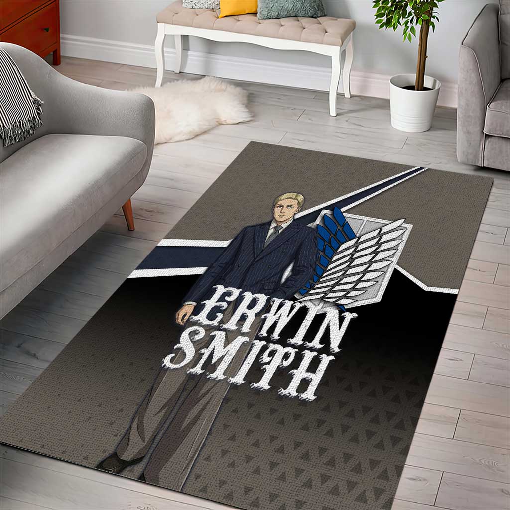 Erwin Smith Attack on Titan Area Rug Anime Executive Suit Aesthetic
