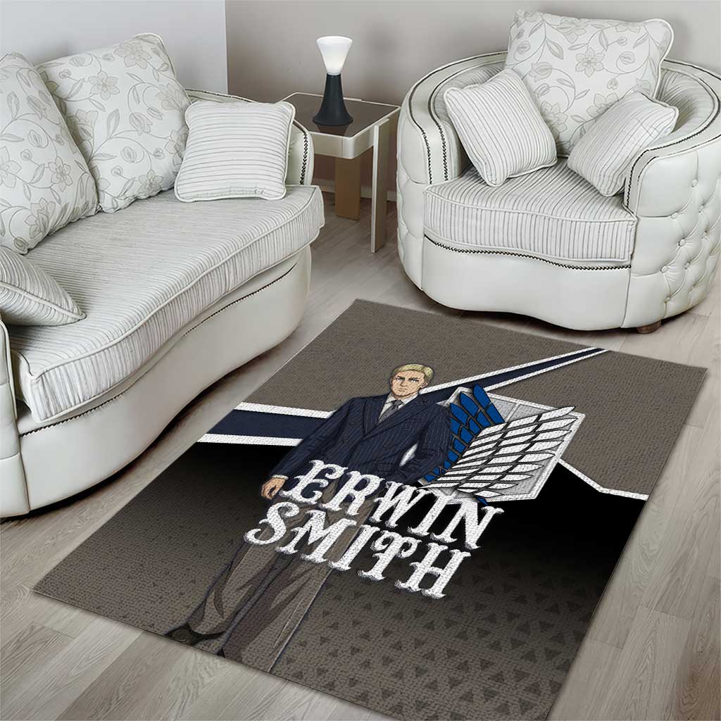 Erwin Smith Attack on Titan Area Rug Anime Executive Suit Aesthetic