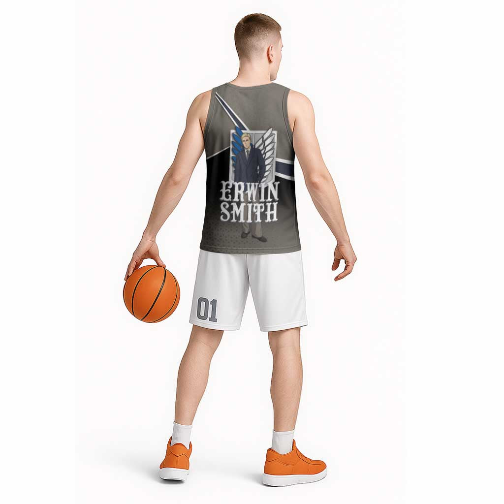 Erwin Smith Attack on Titan Basketball Jersey Anime Executive Suit Aesthetic