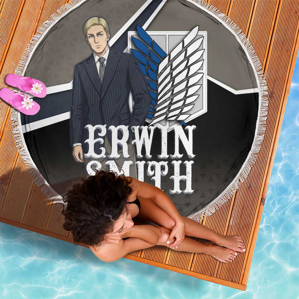 Erwin Smith Attack on Titan Beach Blanket Anime Executive Suit Aesthetic