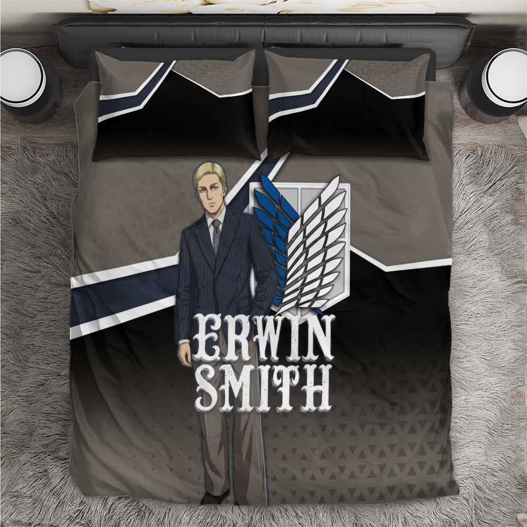 Erwin Smith Attack on Titan Bedding Set Anime Executive Suit Aesthetic