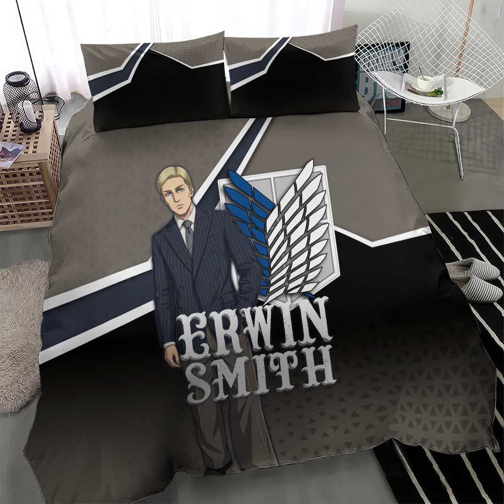 Erwin Smith Attack on Titan Bedding Set Anime Executive Suit Aesthetic