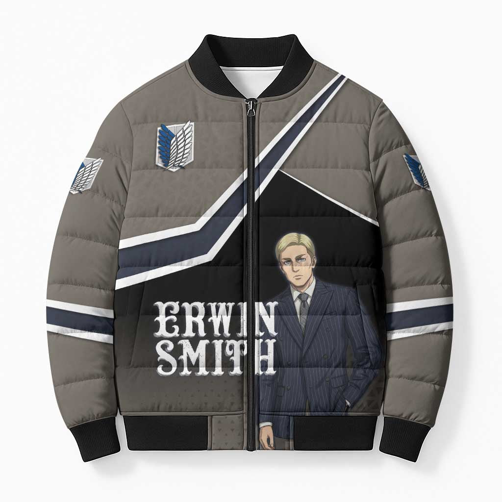 Erwin Smith Attack on Titan Bomber Puffer Jacket Anime Executive Suit Aesthetic