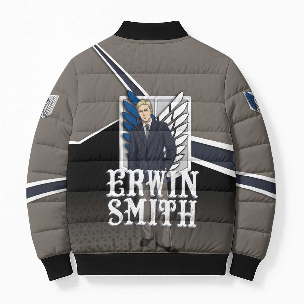 Erwin Smith Attack on Titan Bomber Puffer Jacket Anime Executive Suit Aesthetic
