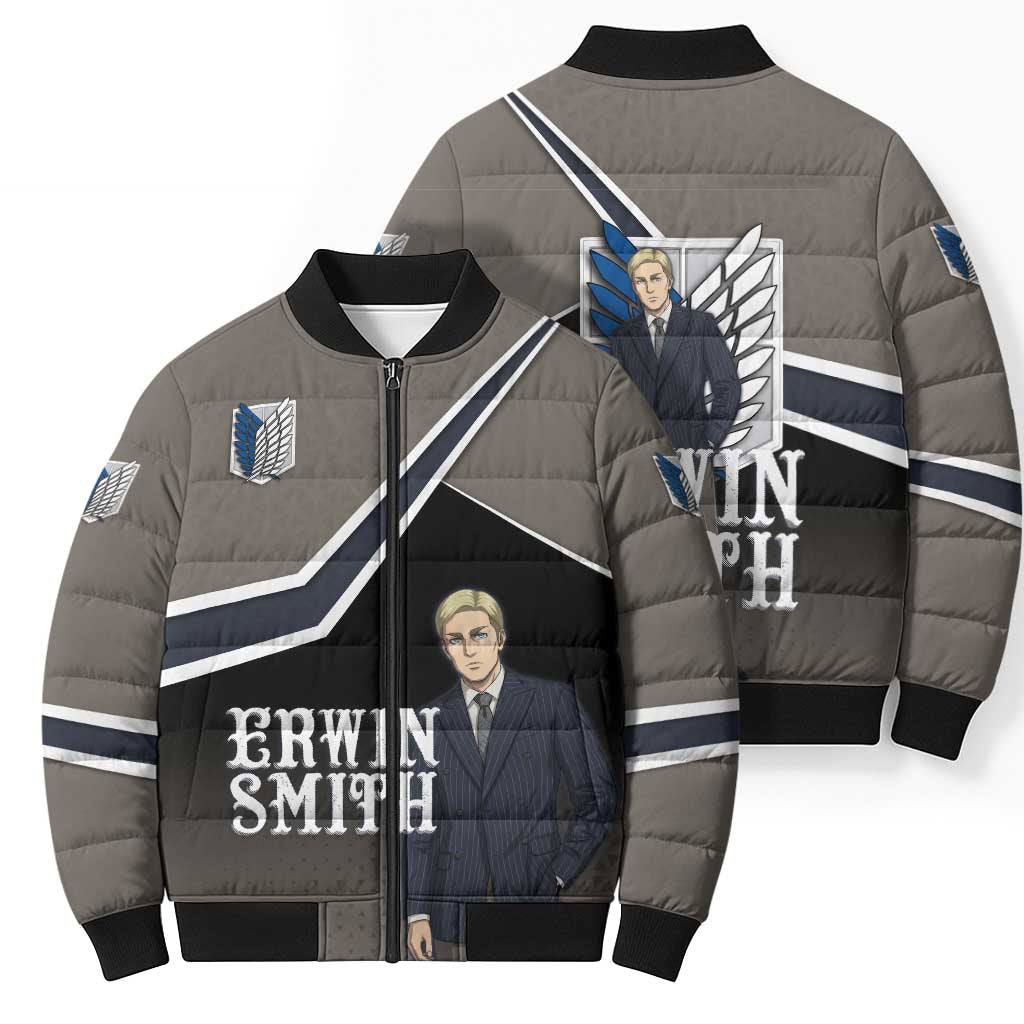 Erwin Smith Attack on Titan Bomber Puffer Jacket Anime Executive Suit Aesthetic
