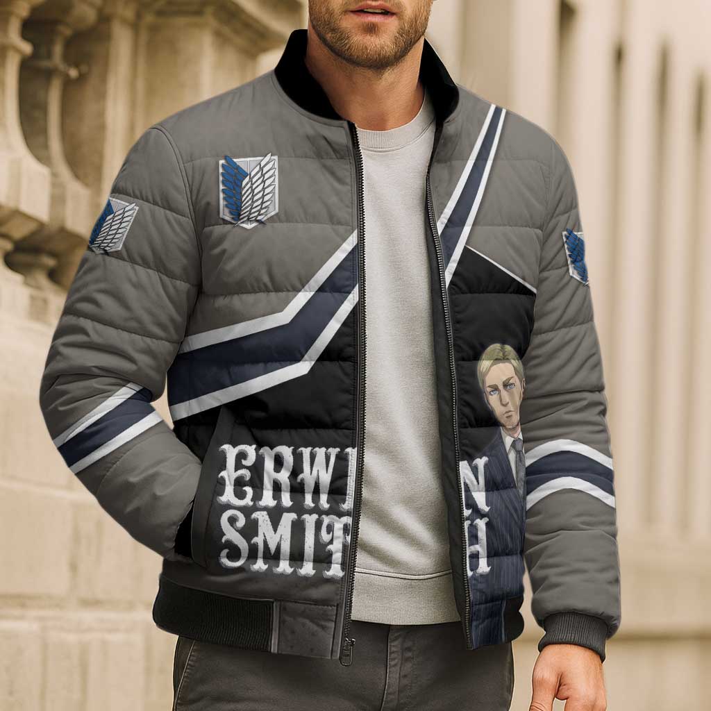 Erwin Smith Attack on Titan Bomber Puffer Jacket Anime Executive Suit Aesthetic