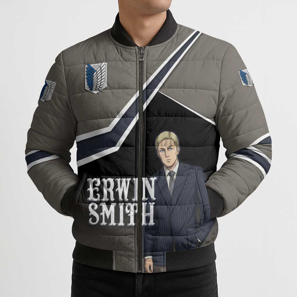 Erwin Smith Attack on Titan Bomber Puffer Jacket Anime Executive Suit Aesthetic