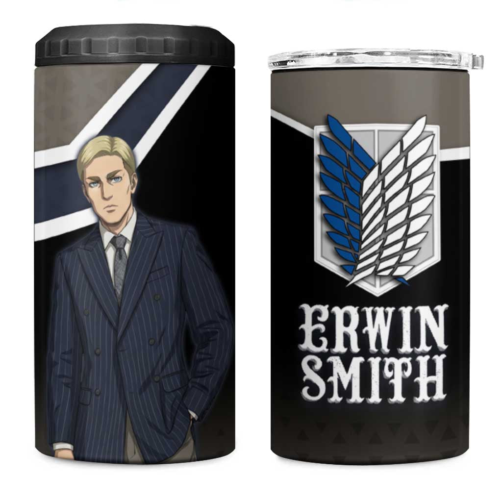 Erwin Smith Attack on Titan 4 in 1 Can Cooler Tumbler Anime Executive Suit Aesthetic