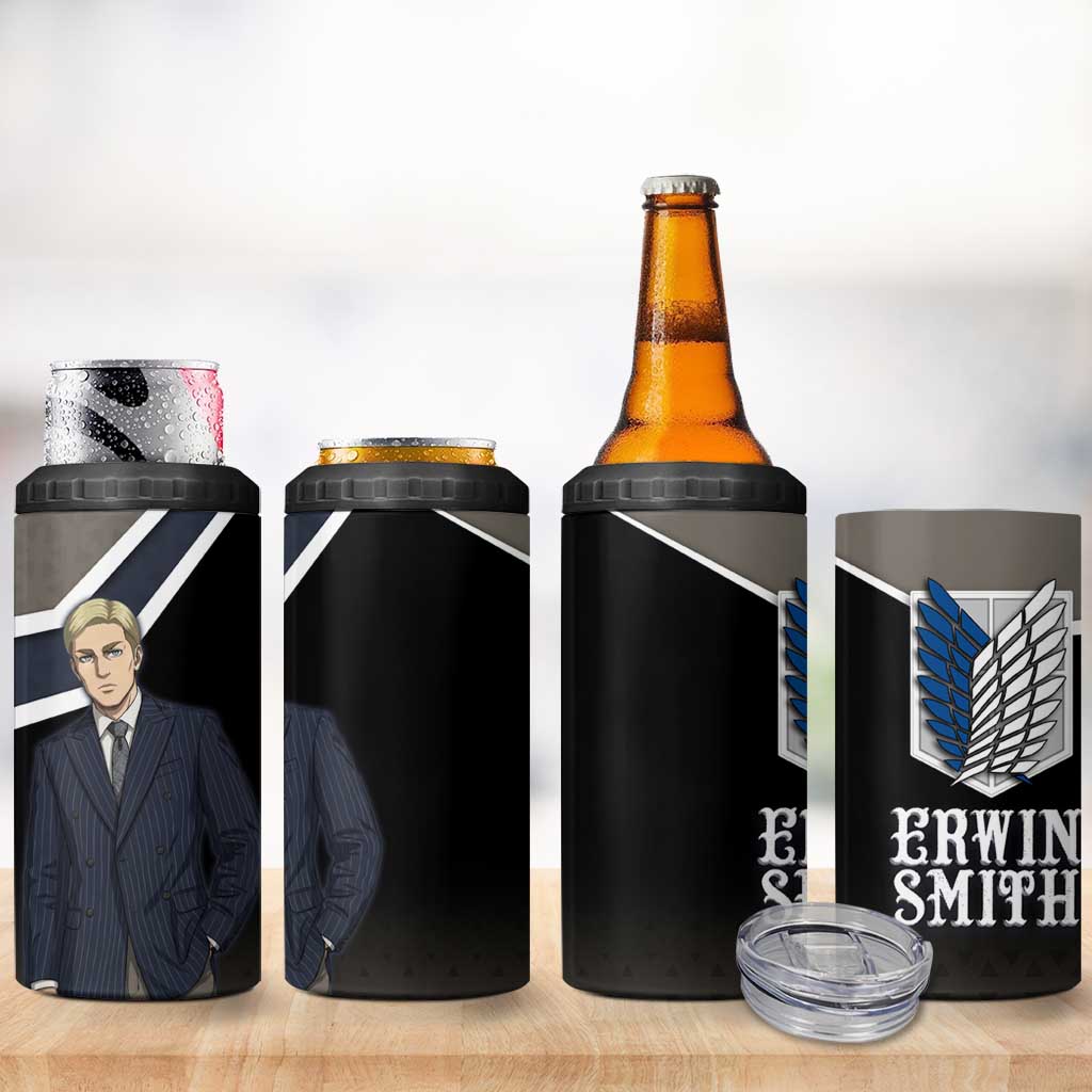 Erwin Smith Attack on Titan 4 in 1 Can Cooler Tumbler Anime Executive Suit Aesthetic