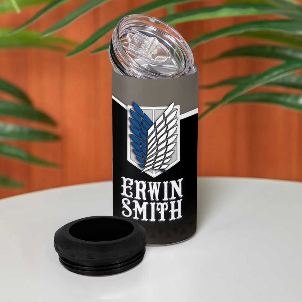 Erwin Smith Attack on Titan 4 in 1 Can Cooler Tumbler Anime Executive Suit Aesthetic