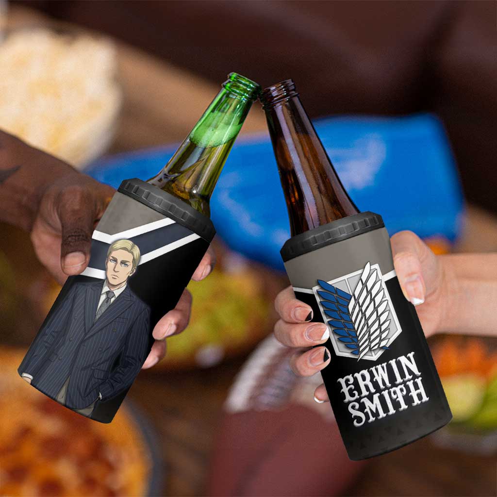 Erwin Smith Attack on Titan 4 in 1 Can Cooler Tumbler Anime Executive Suit Aesthetic