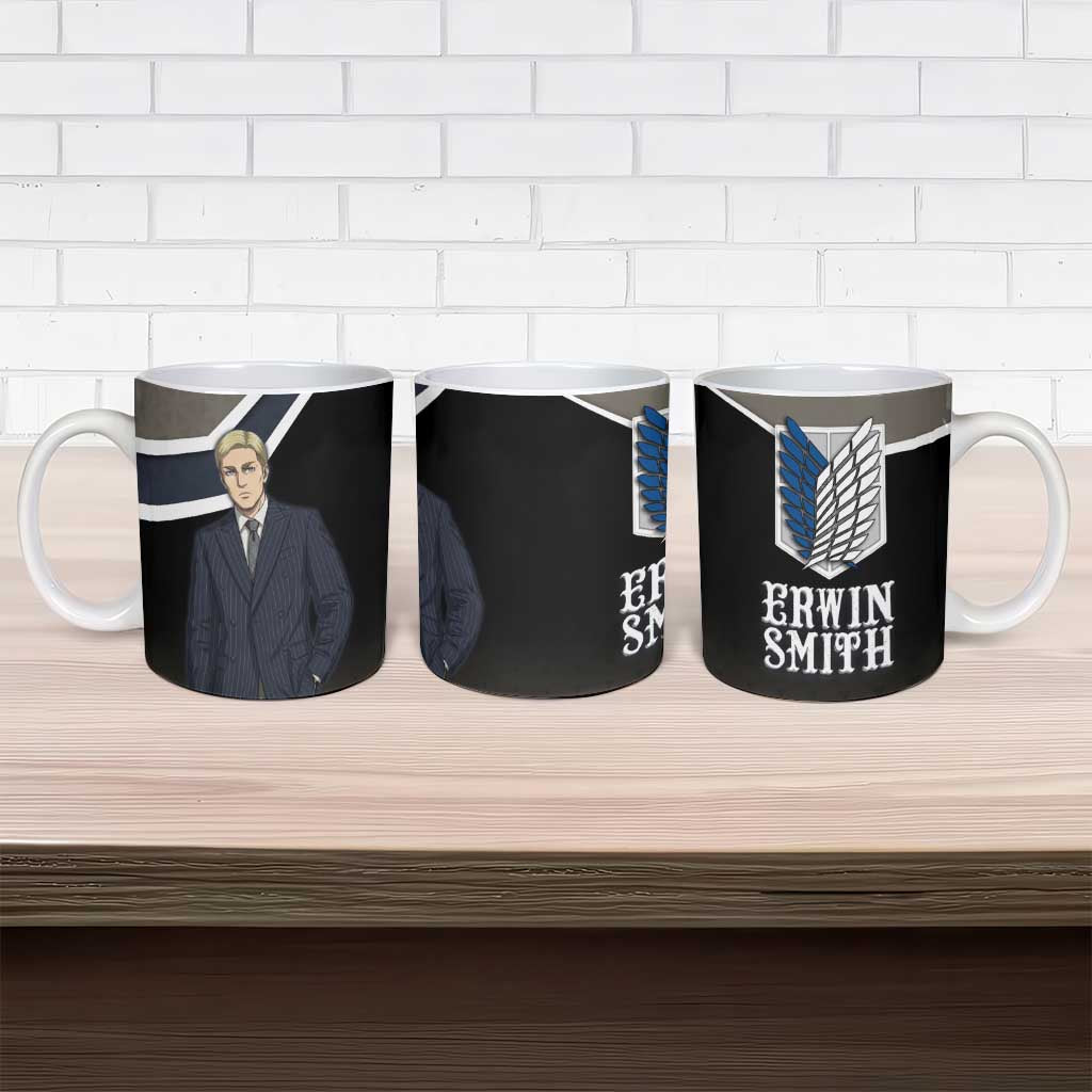Erwin Smith Attack on Titan Ceramic Mug Anime Executive Suit Aesthetic