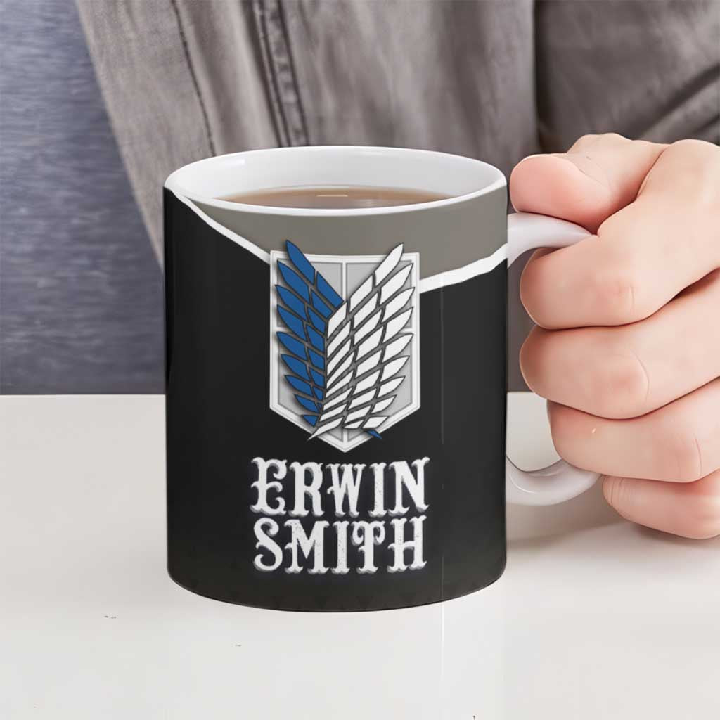 Erwin Smith Attack on Titan Ceramic Mug Anime Executive Suit Aesthetic