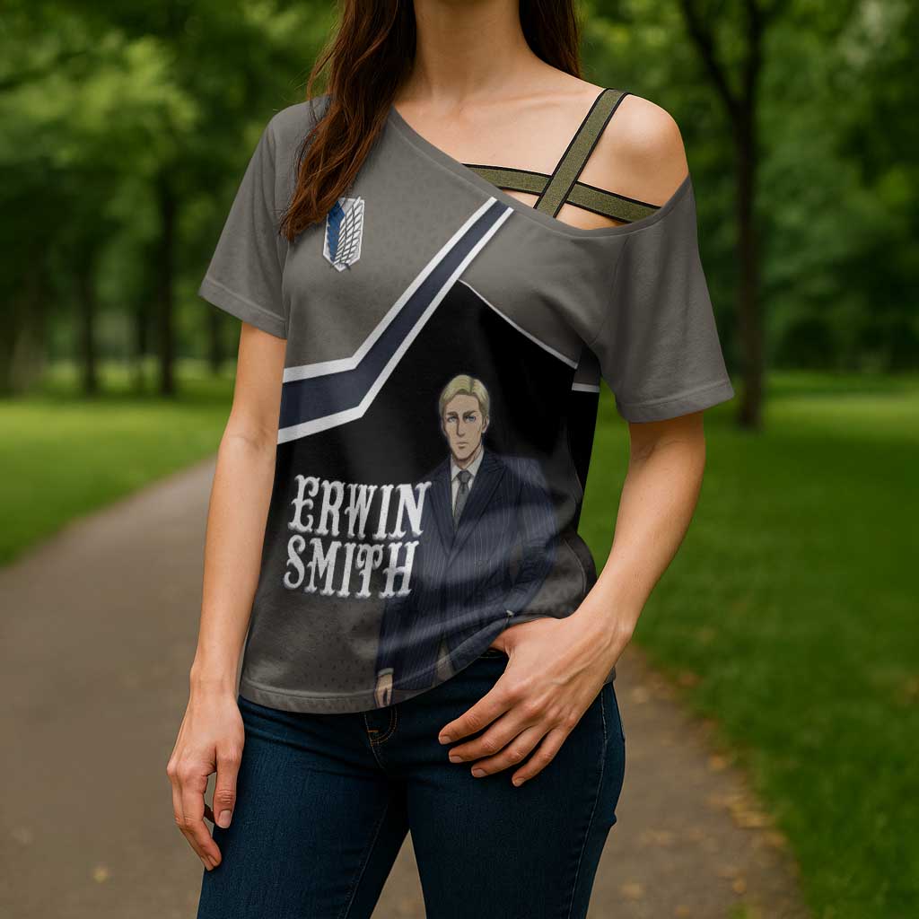 Erwin Smith Attack on Titan Cross Shoulder Shirt Anime Executive Suit Aesthetic