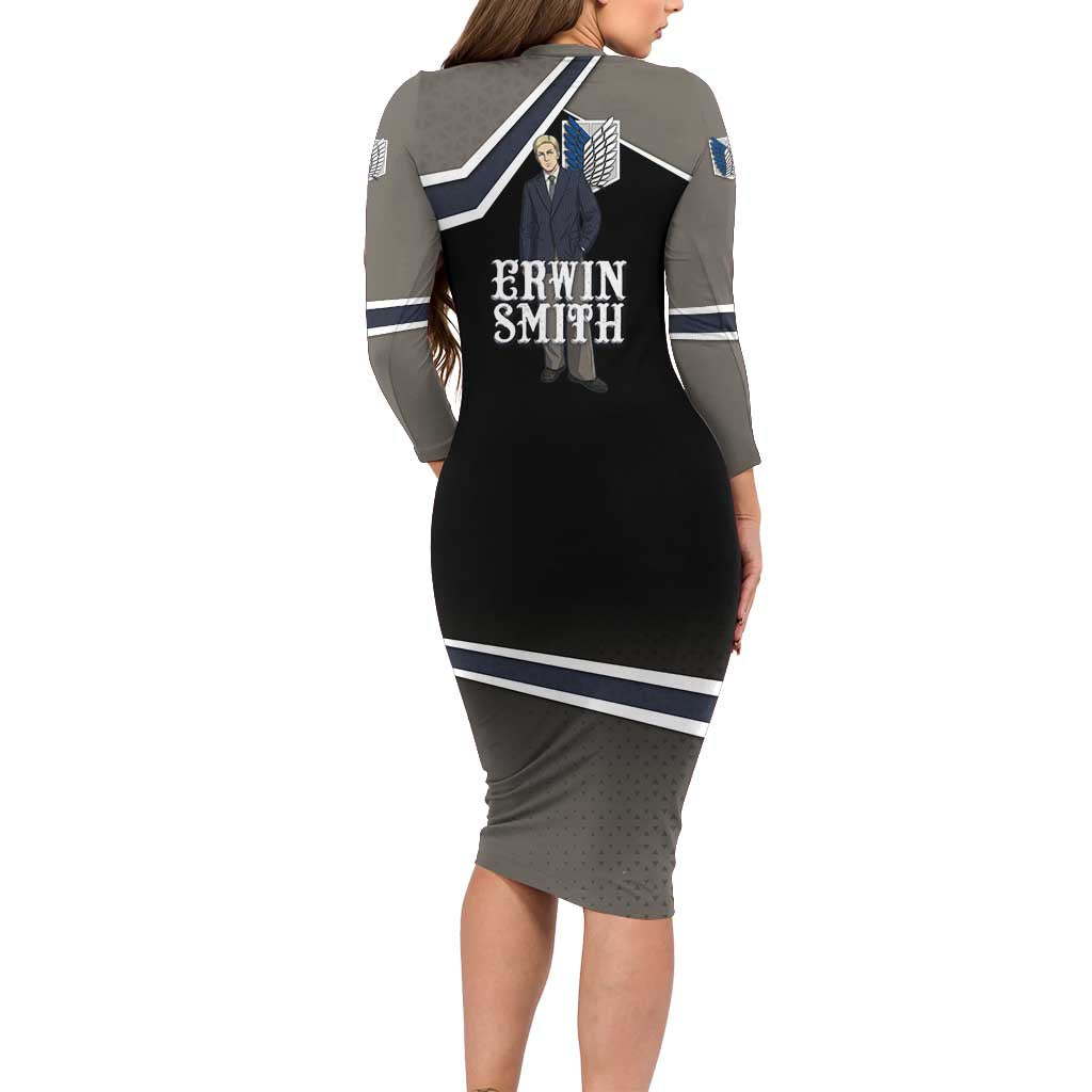 Erwin Smith Attack on Titan Family Matching Long Sleeve Bodycon Dress and Hawaiian Shirt Anime Executive Suit Aesthetic
