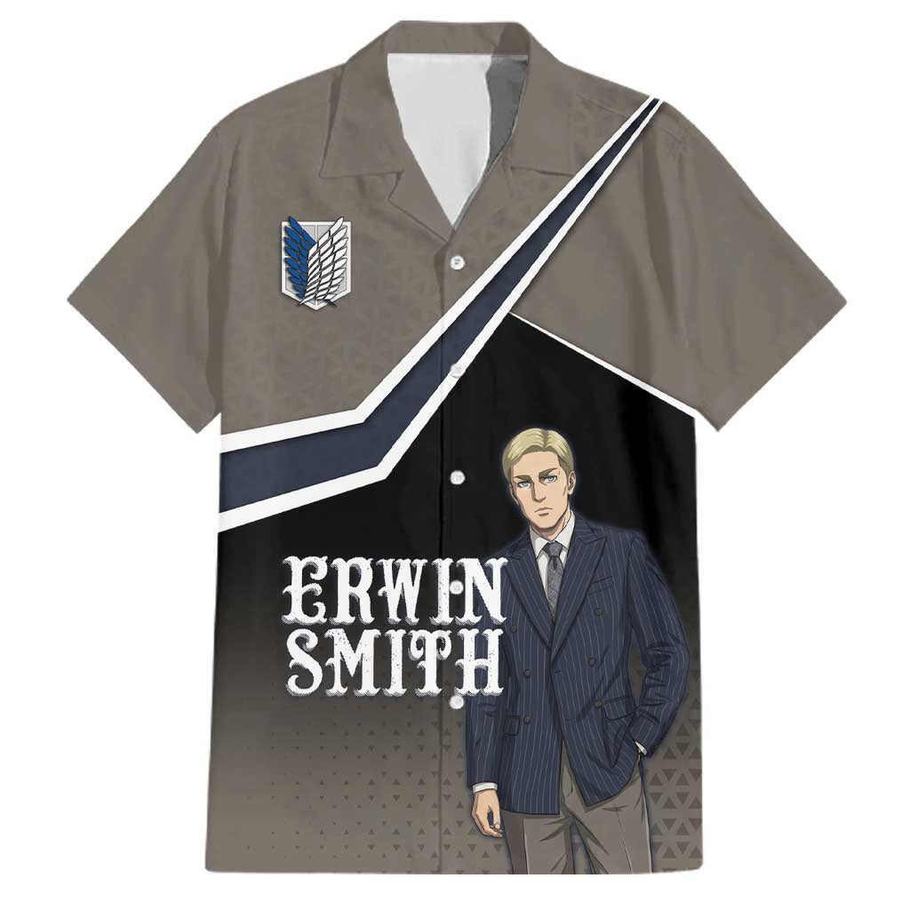 Erwin Smith Attack on Titan Family Matching Off The Shoulder Long Sleeve Dress and Hawaiian Shirt Anime Executive Suit Aesthetic